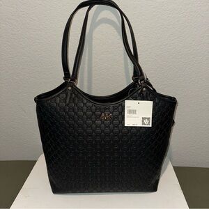 This is an Anne Klein black embossed monogrammed tote bag,new with tags